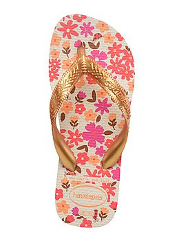Havaianas Girls Flores Flip Flops Beige