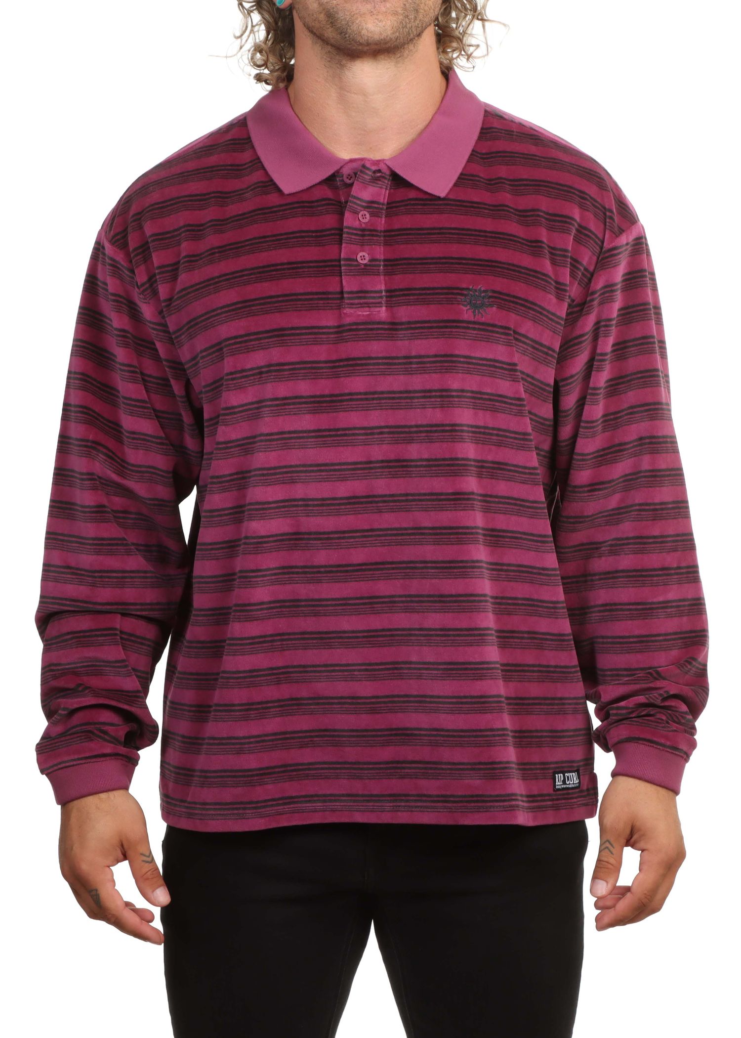 Ripcurl Disorder Long Sleeve Polo Shirt Plum