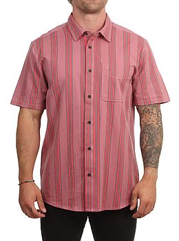 Volcom Newbar Stripe Shirt Washed Ruby