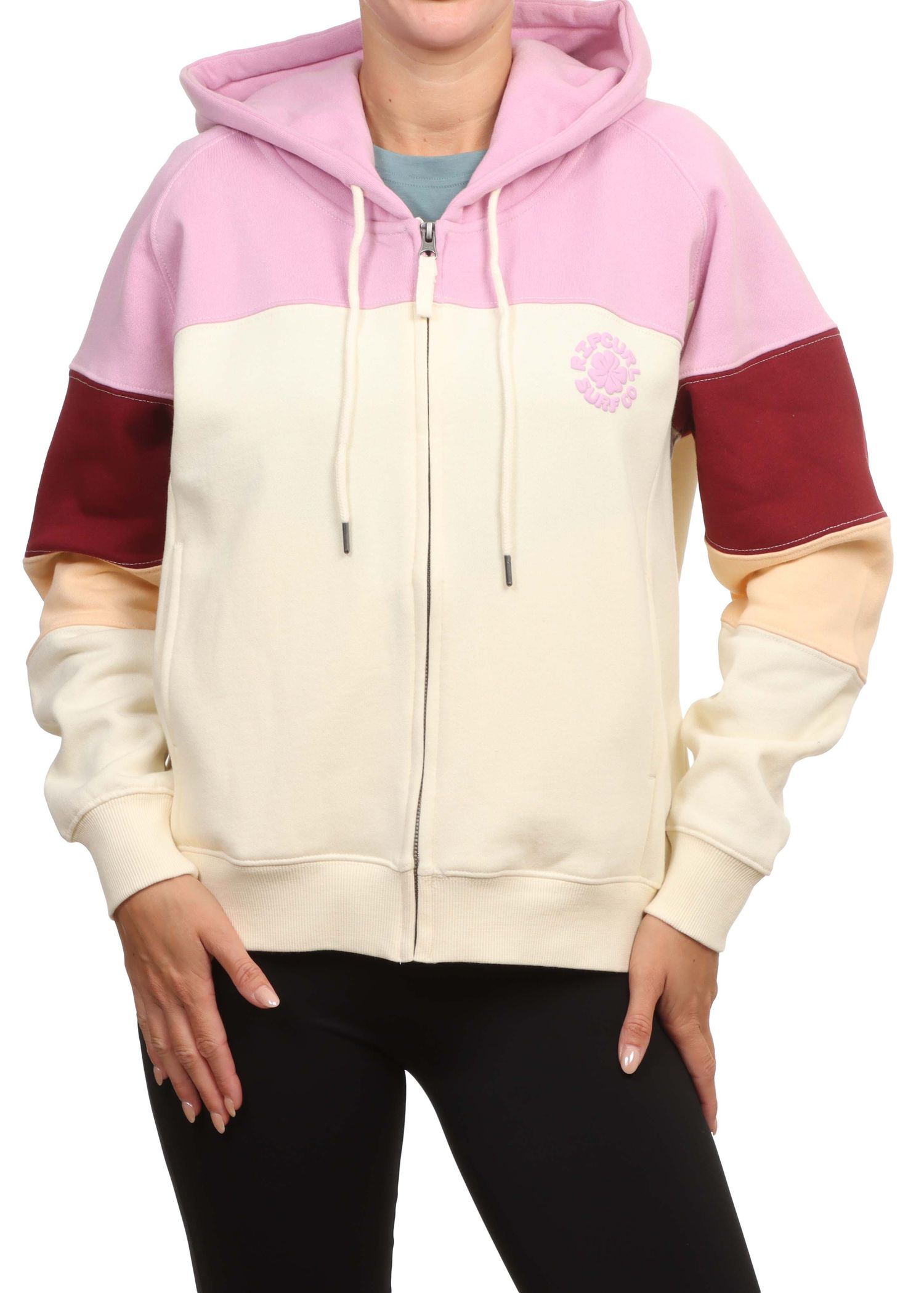 Ripcurl Party Wave Colour Block Zip Hoodie White