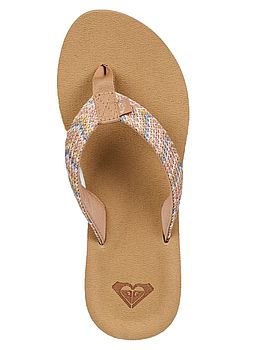 Roxy Porto Raffia Flip Flops Blue Brown