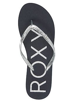 Roxy Viva Sparkle Flip Flops Black Silver