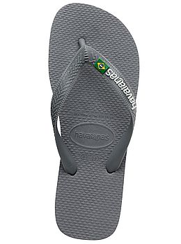 Havaianas Brasil Logo Flip Flops Steel Grey