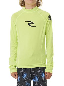 Ripcurl Kids Brand Wave Long Sleeve Rash Vest Lime