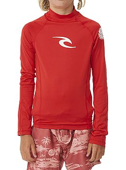 Ripcurl Kids Brand Wave Long Sleeve Rash Vest Red