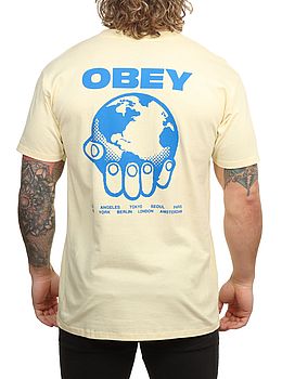 Obey Helping Hand Tee Pale Yellow