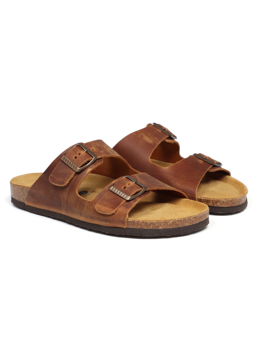 Plakton Beta Leather Sandals Light Brown