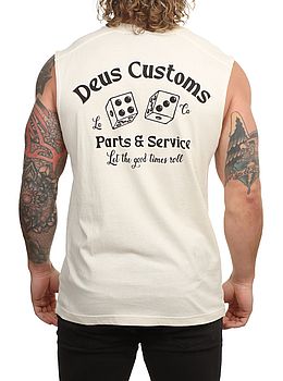 Deus Knucklebones Muscle Tank Vest Dirty White