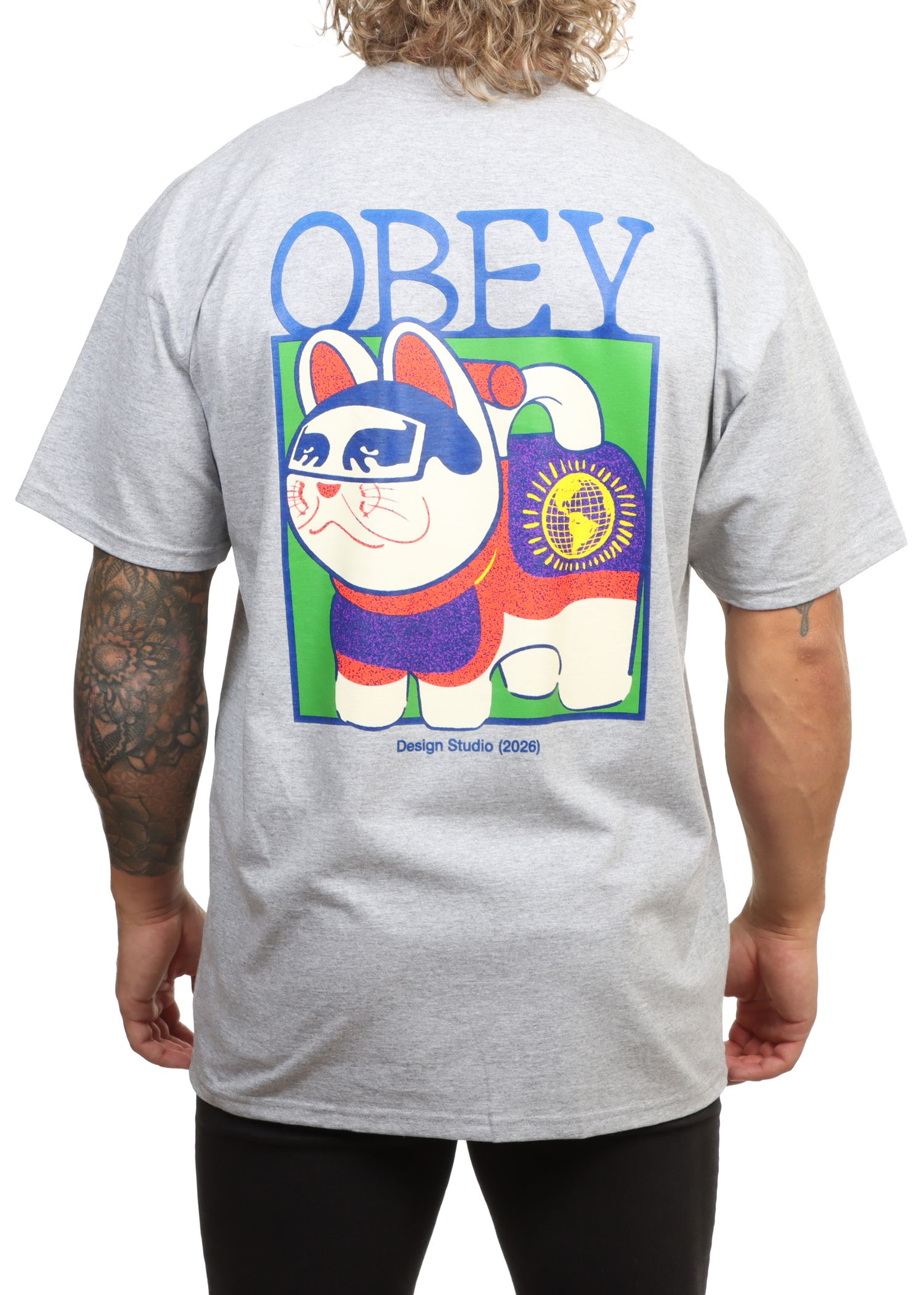 Obey Lucky Cat Tee Heather Grey