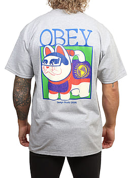Obey Lucky Cat Tee Heather Grey