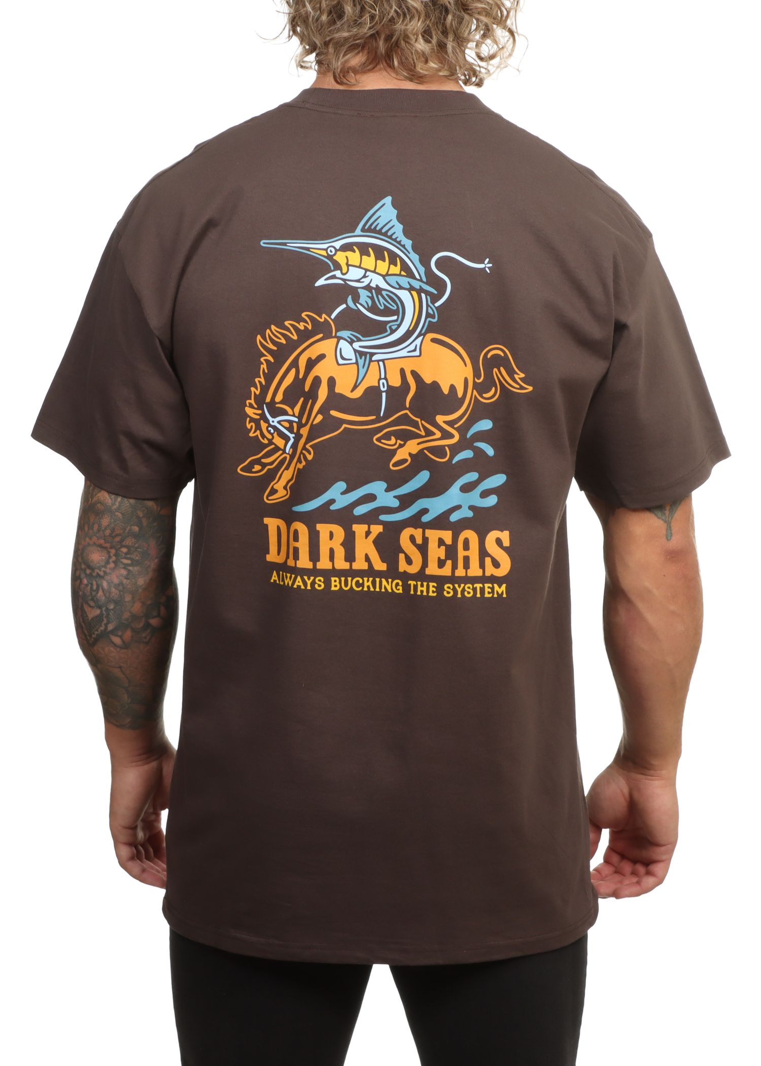 Dark Seas Buck The System Tee Java Brown