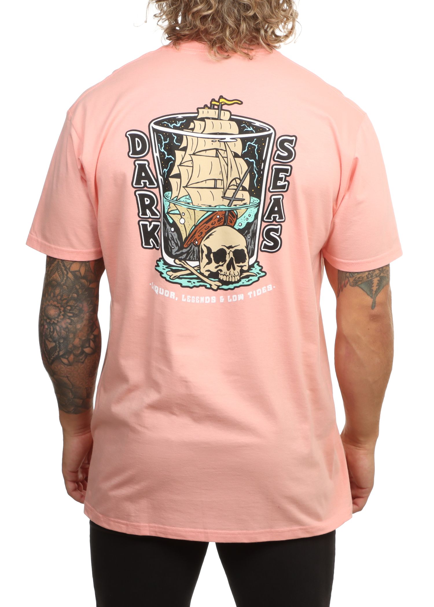 Dark Seas Liquor & Legends Tee Coral