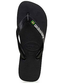 Havaianas Brasil Logo Flip Flops Black/Black
