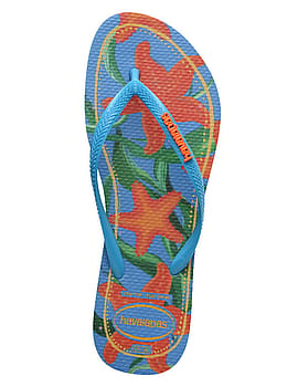 Havaianas Slim Tropical Flip Flops Turquoise