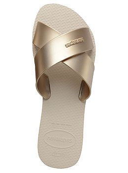 Havaianas Aqua Metallic Sliders Beige
