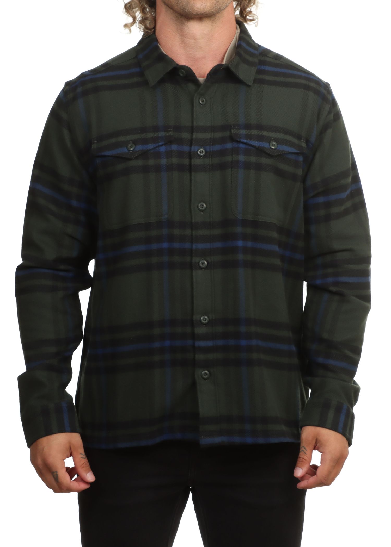 Patagonia Fjord Flannel Shirt Old Growth Green