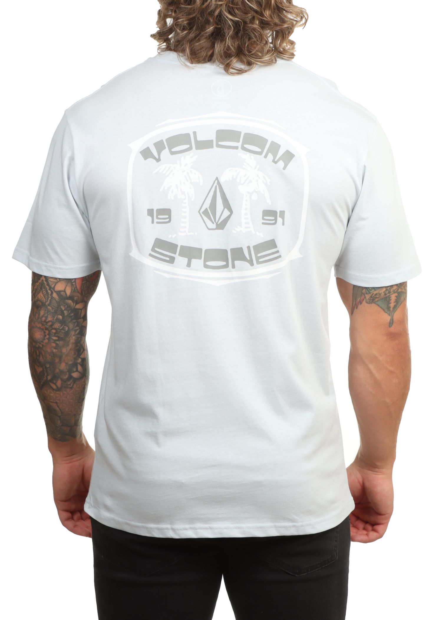 Volcom 91 Palm Tee Light Blue Acid