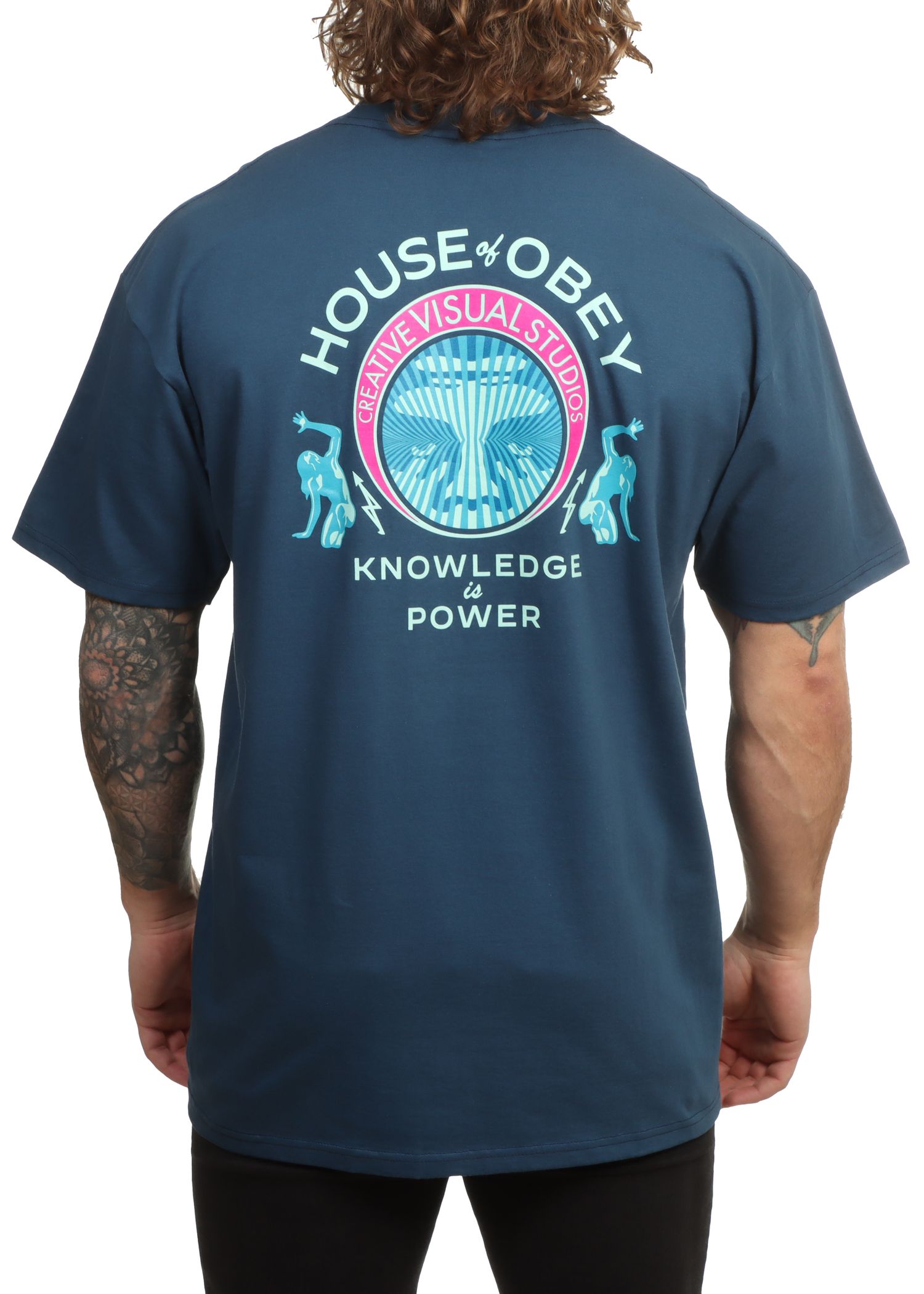 Obey Knowledge Is Power Tee Harbor Blue