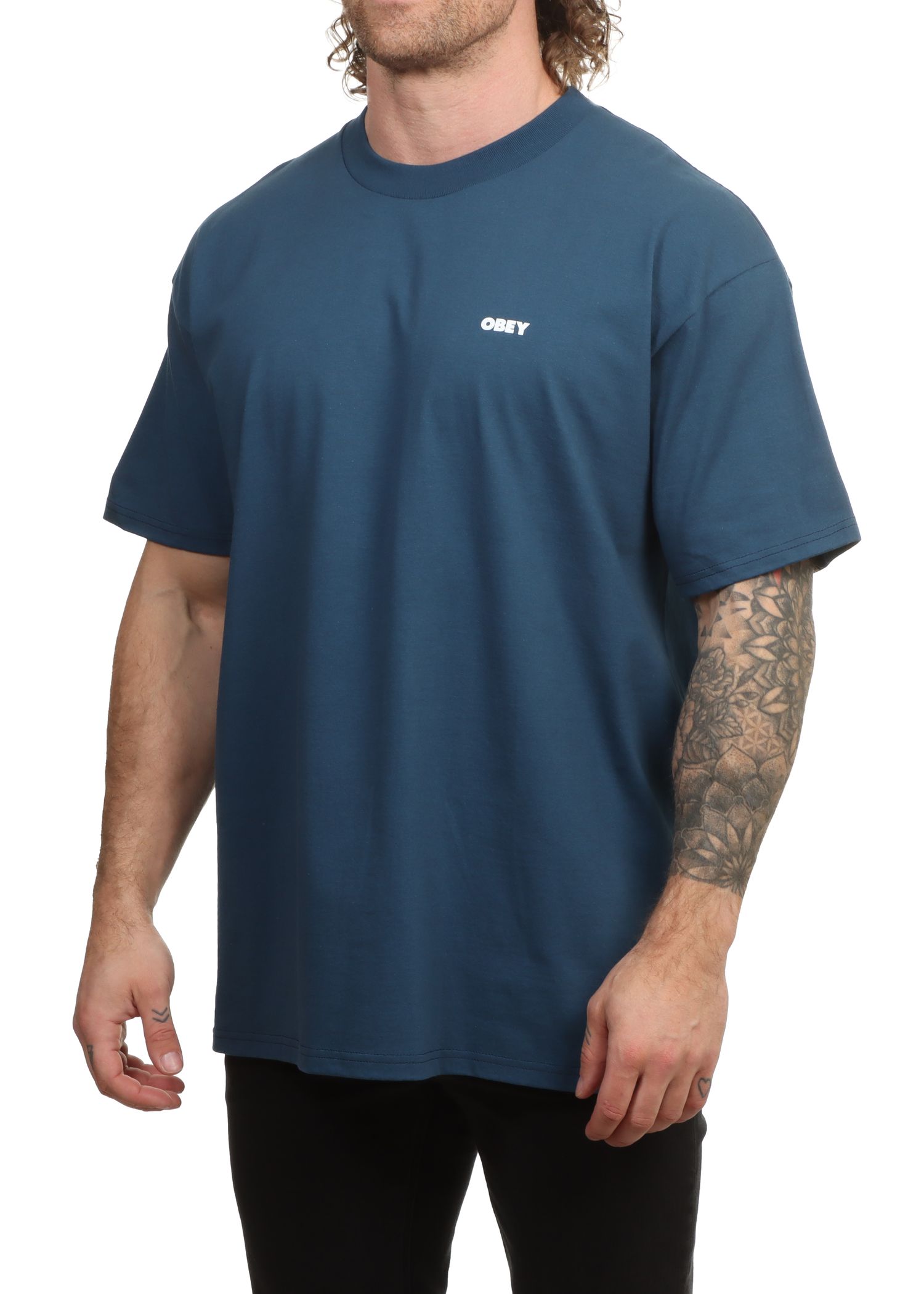 Obey Knowledge Is Power Tee Harbor Blue
