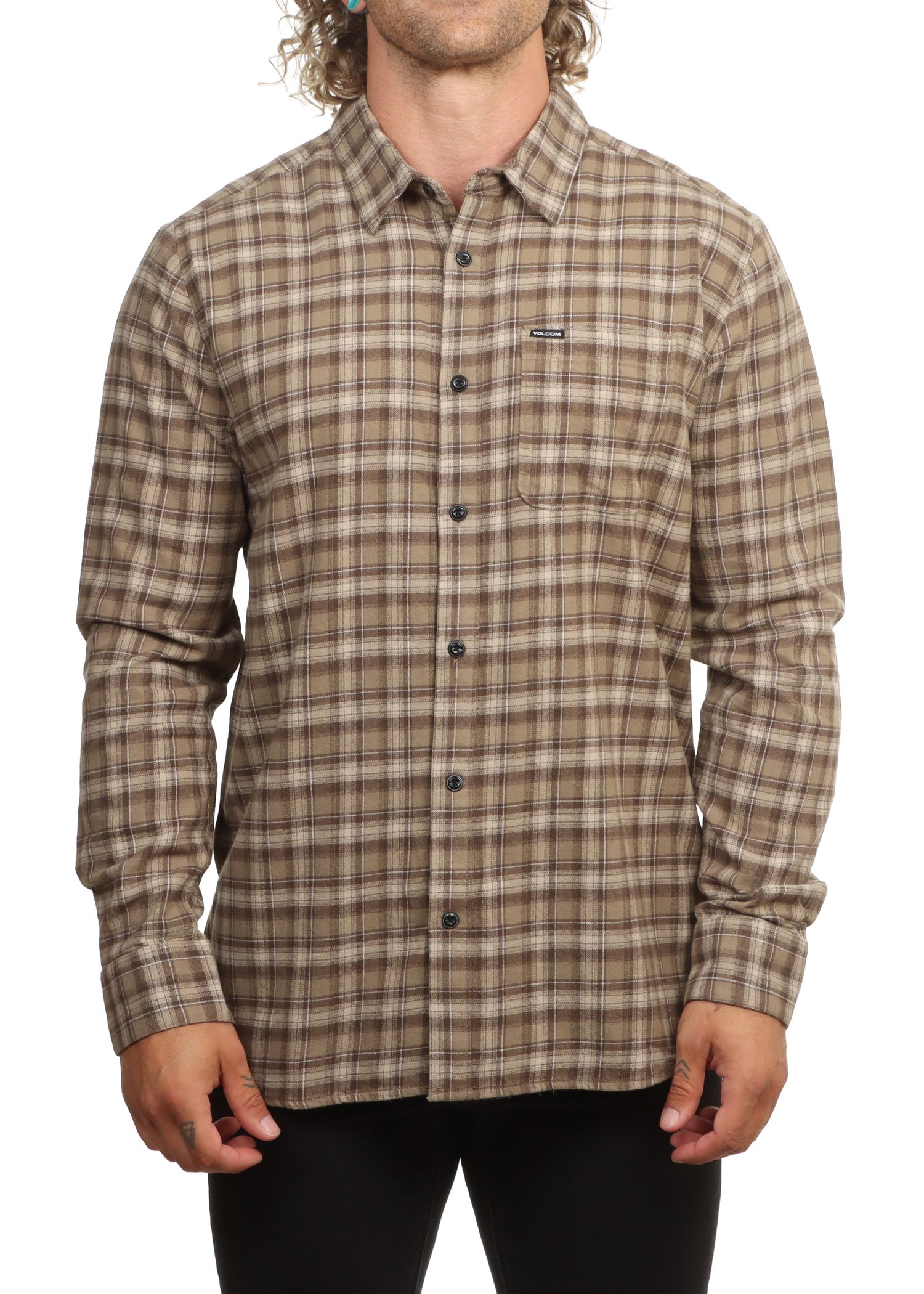 Volcom Caden Plaid Shirt Light Khaki