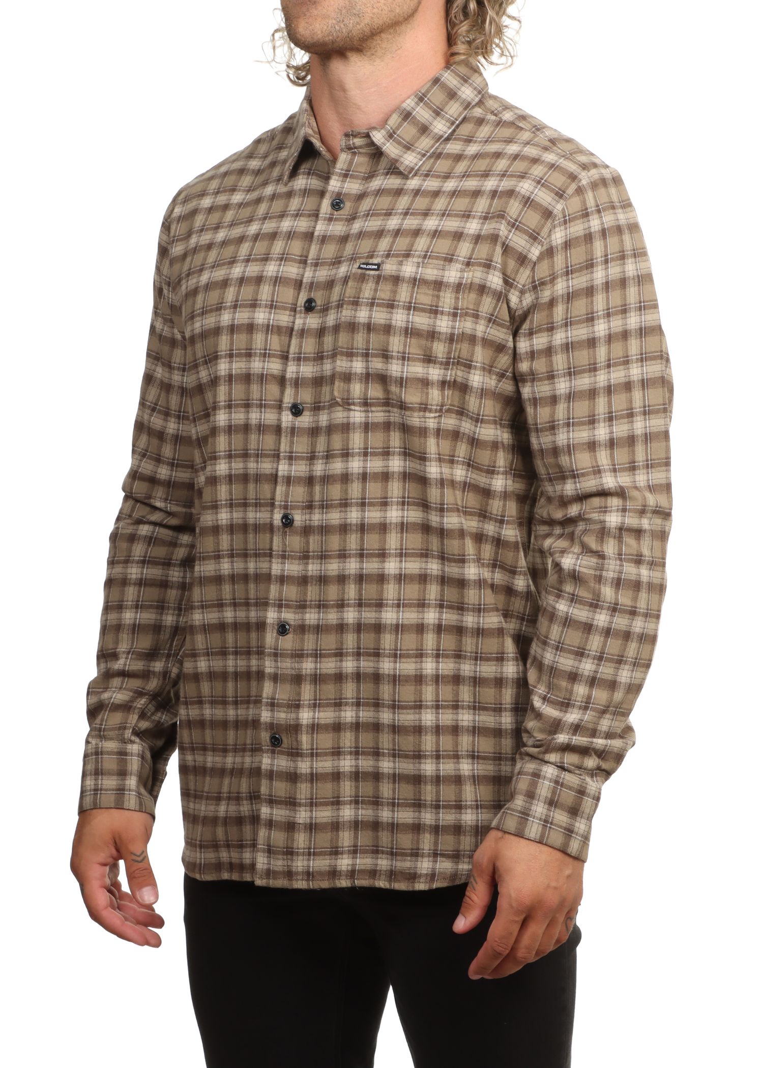 Volcom Caden Plaid Shirt Light Khaki