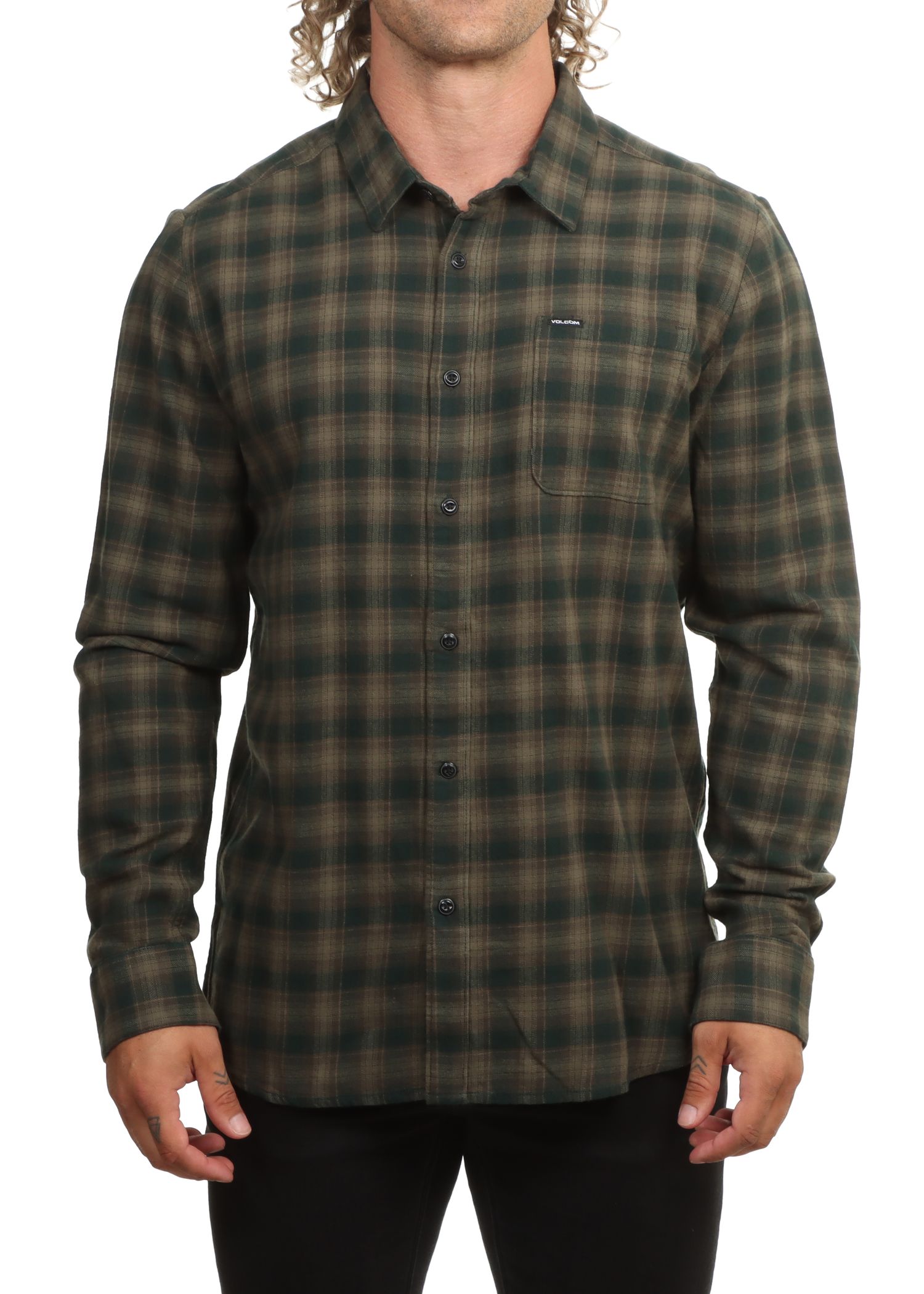 Volcom Caden Plaid Shirt Wintermoss