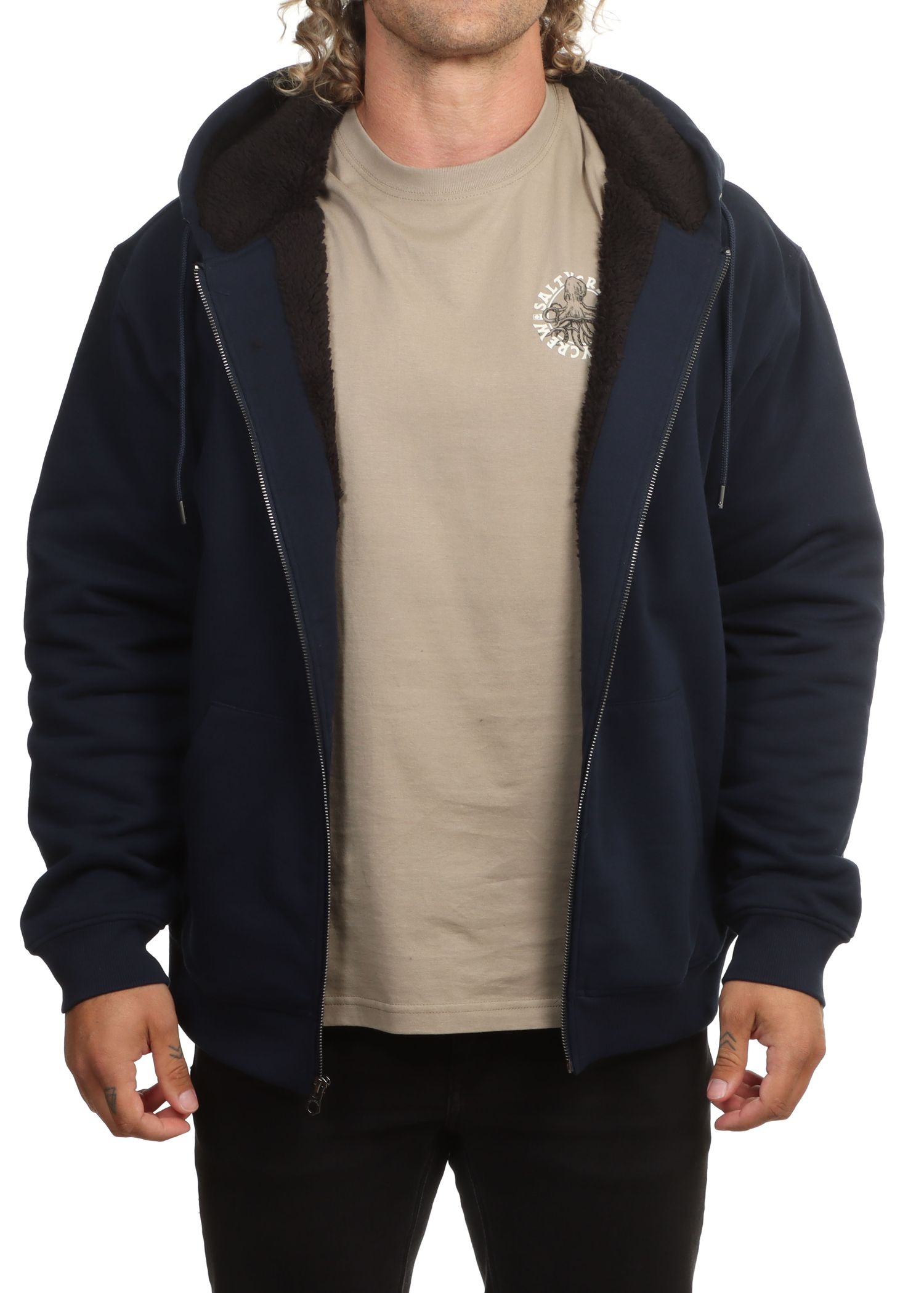 Volcom Single Stone Lined Zip Hoodie Marine