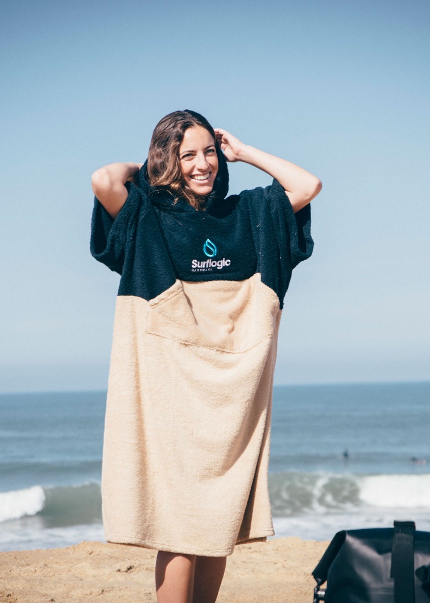 Surflogic Towel Changing Robe Poncho Navy/Beige