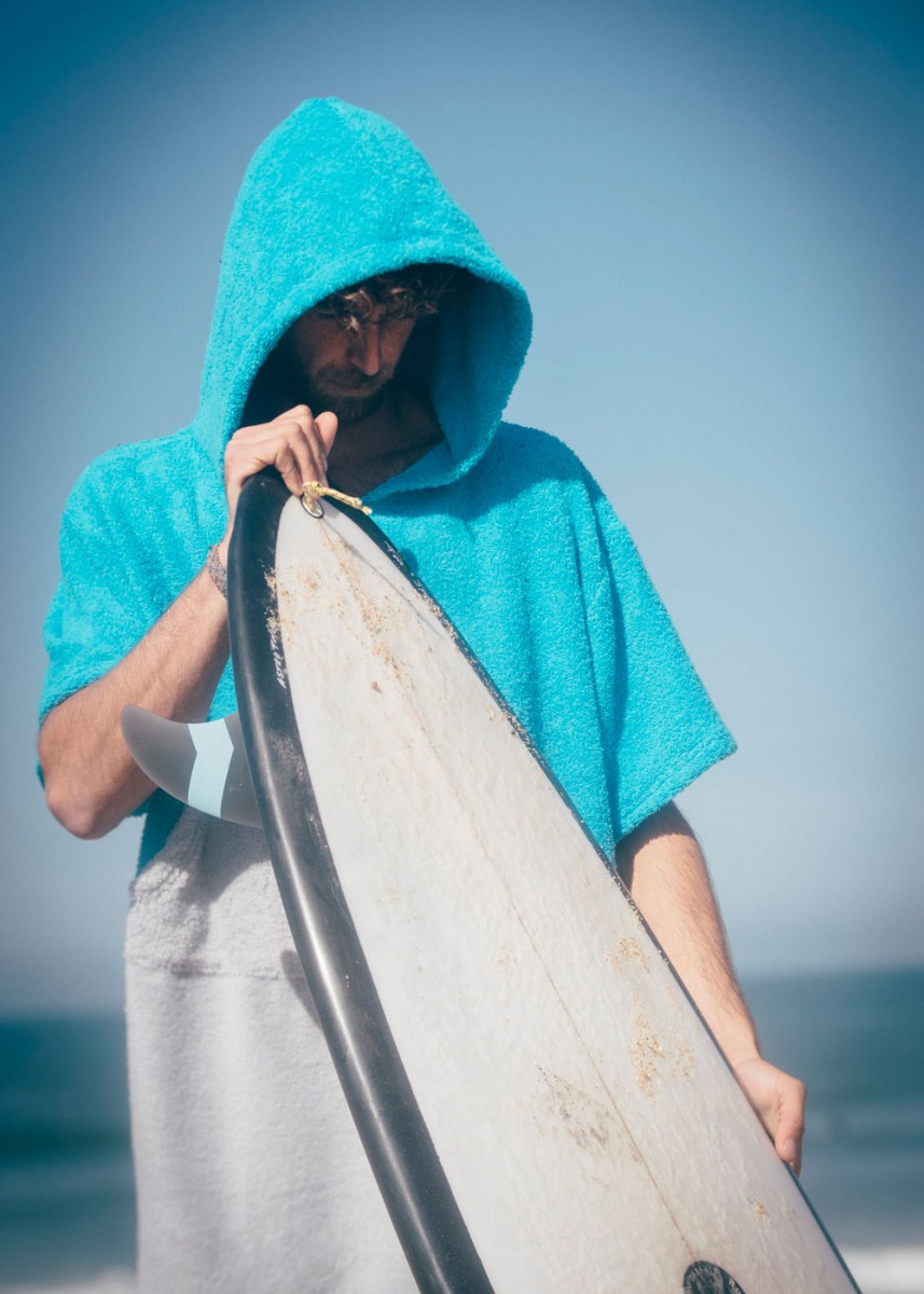 Surflogic Towel Changing Robe Poncho Cyan/Grey