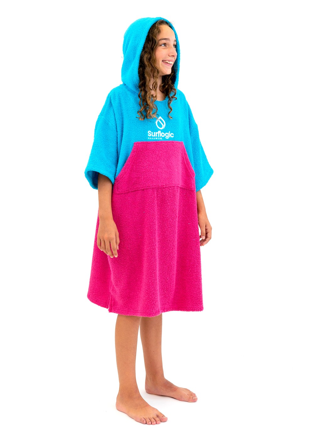 Surflogic Kids Towel Changing Robe Poncho Cyn/Pink