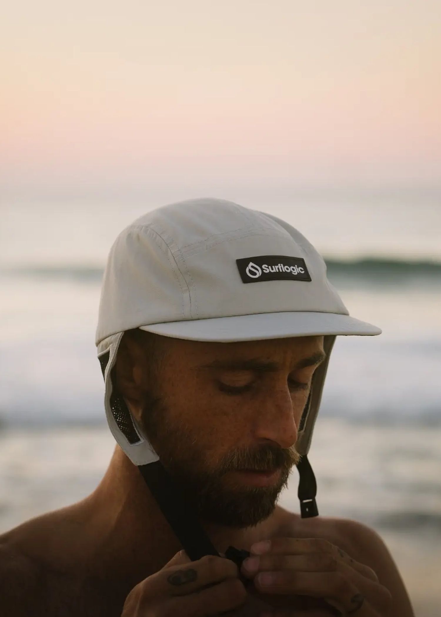 Surflogic Surf Cap With Chin Strap Grey