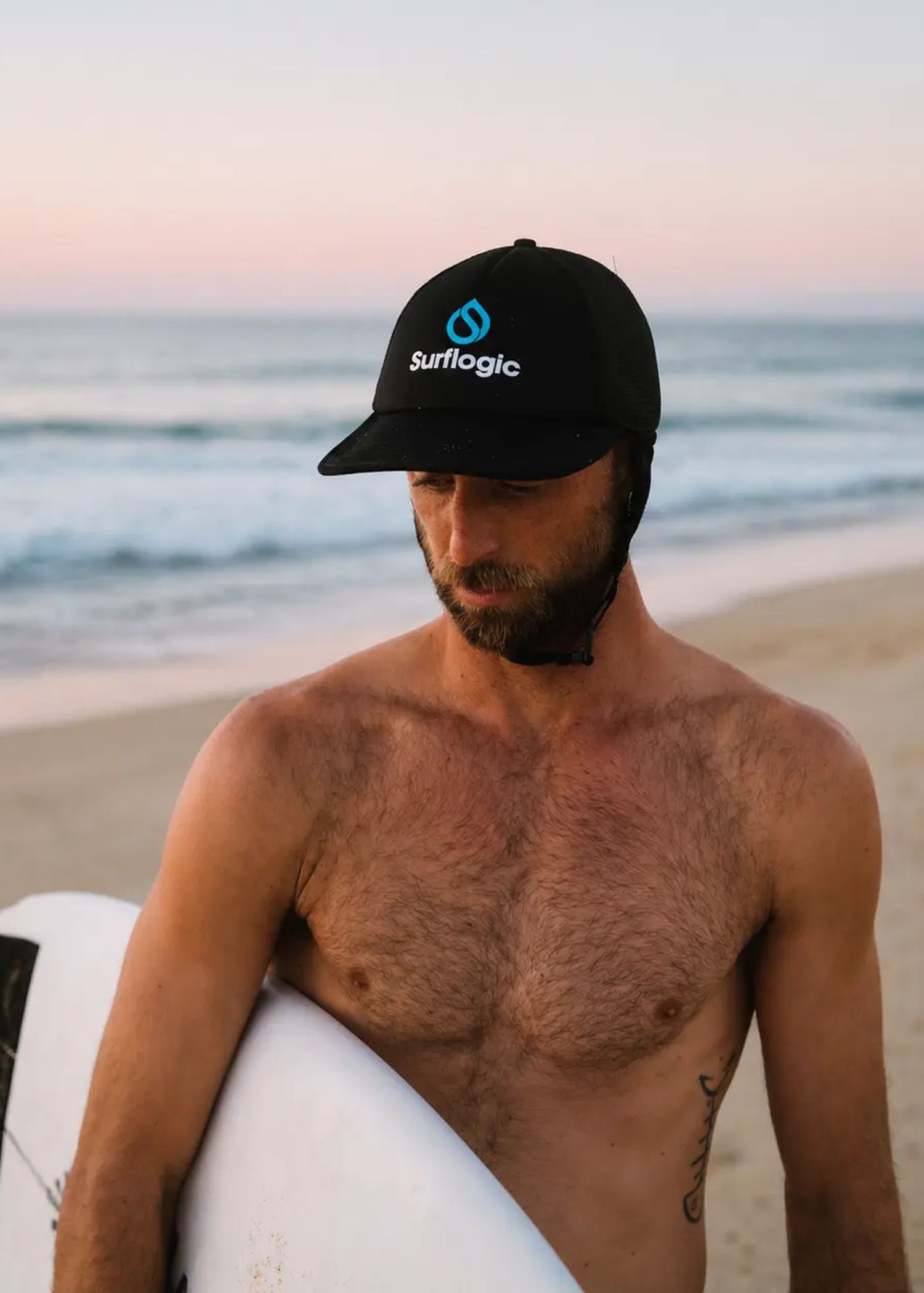 Surflogic Surf Trucker Cap With Chin Strap Black
