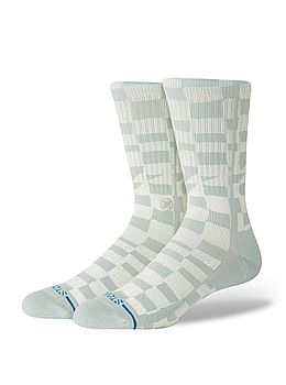 Stance Wave Check Crew Socks Pale Blue