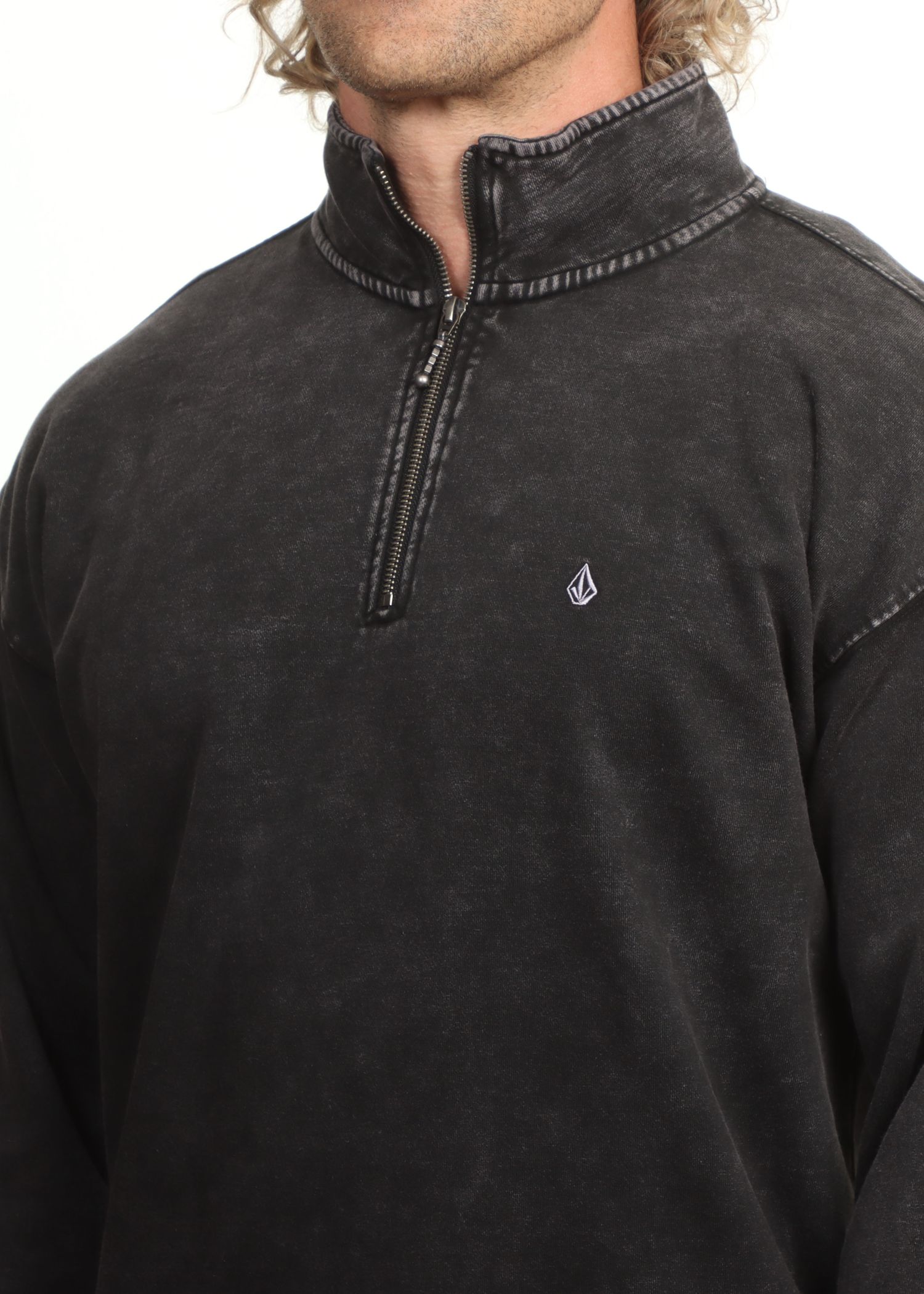 Volcom Single Stone Quarter Zip Light Acid Black