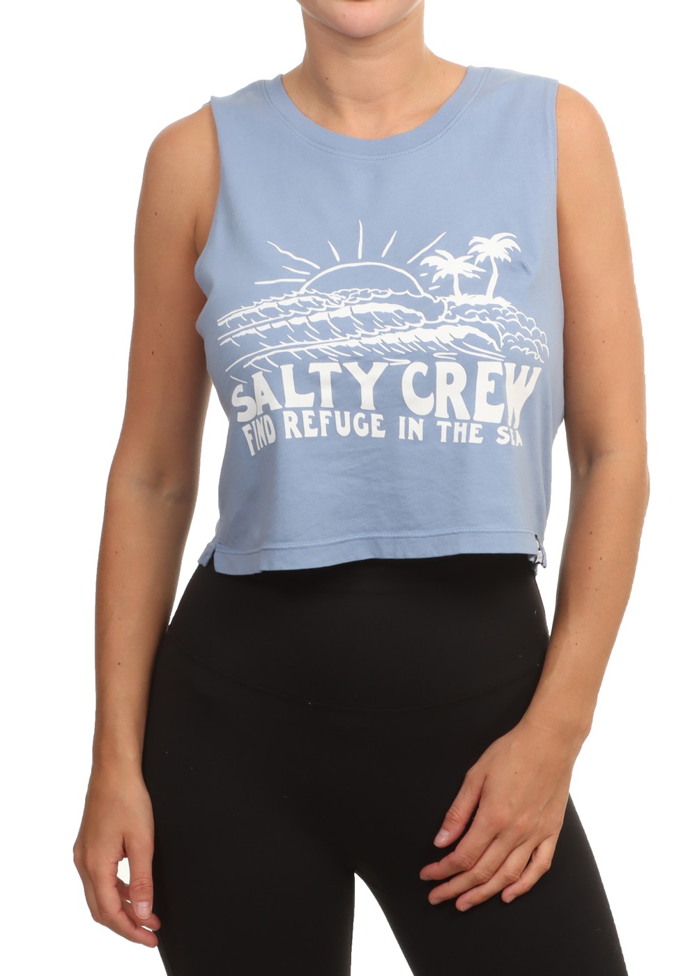Salty Crew Shorebreak Cropped Tank Marine Blue