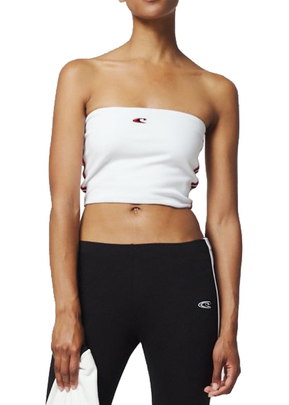 ONeill Sport Stripe Bandeau Sports Bra Super White
