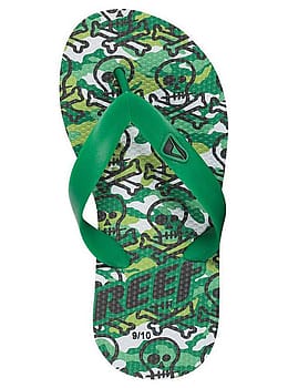 REEF BOYS GROM JAMAICAN SANDALS Green Skulls