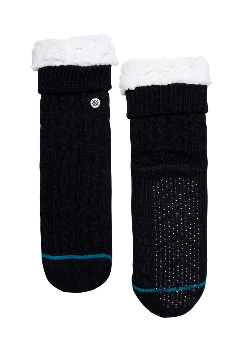 Stance Knitted Rowan Fluffy Slipper Socks Black