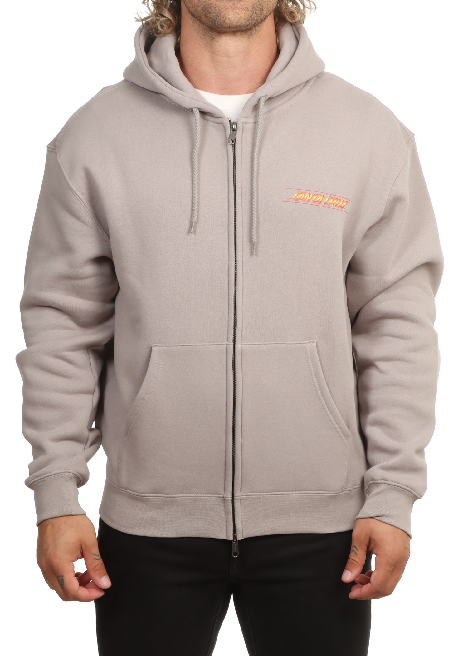 Santa Cruz Classic Strip Fade Zip Hoodie Grey