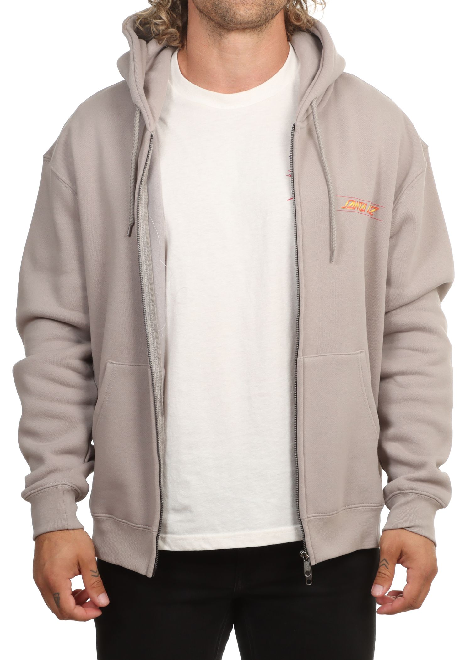 Santa Cruz Classic Strip Fade Zip Hoodie Grey