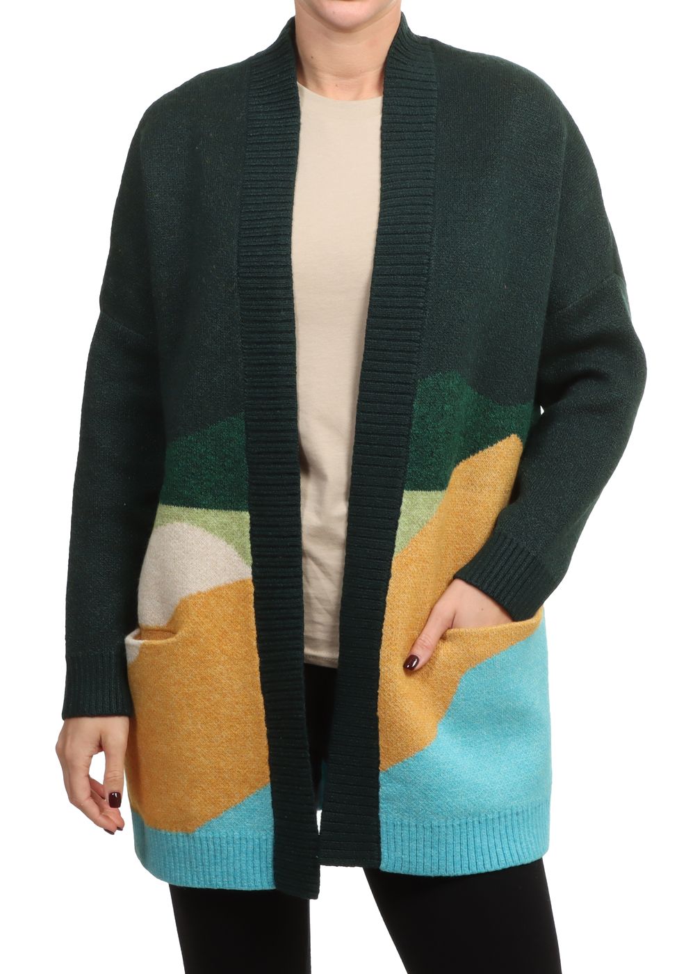 Passenger Scenic Long Knit Cardigan Dark Fern