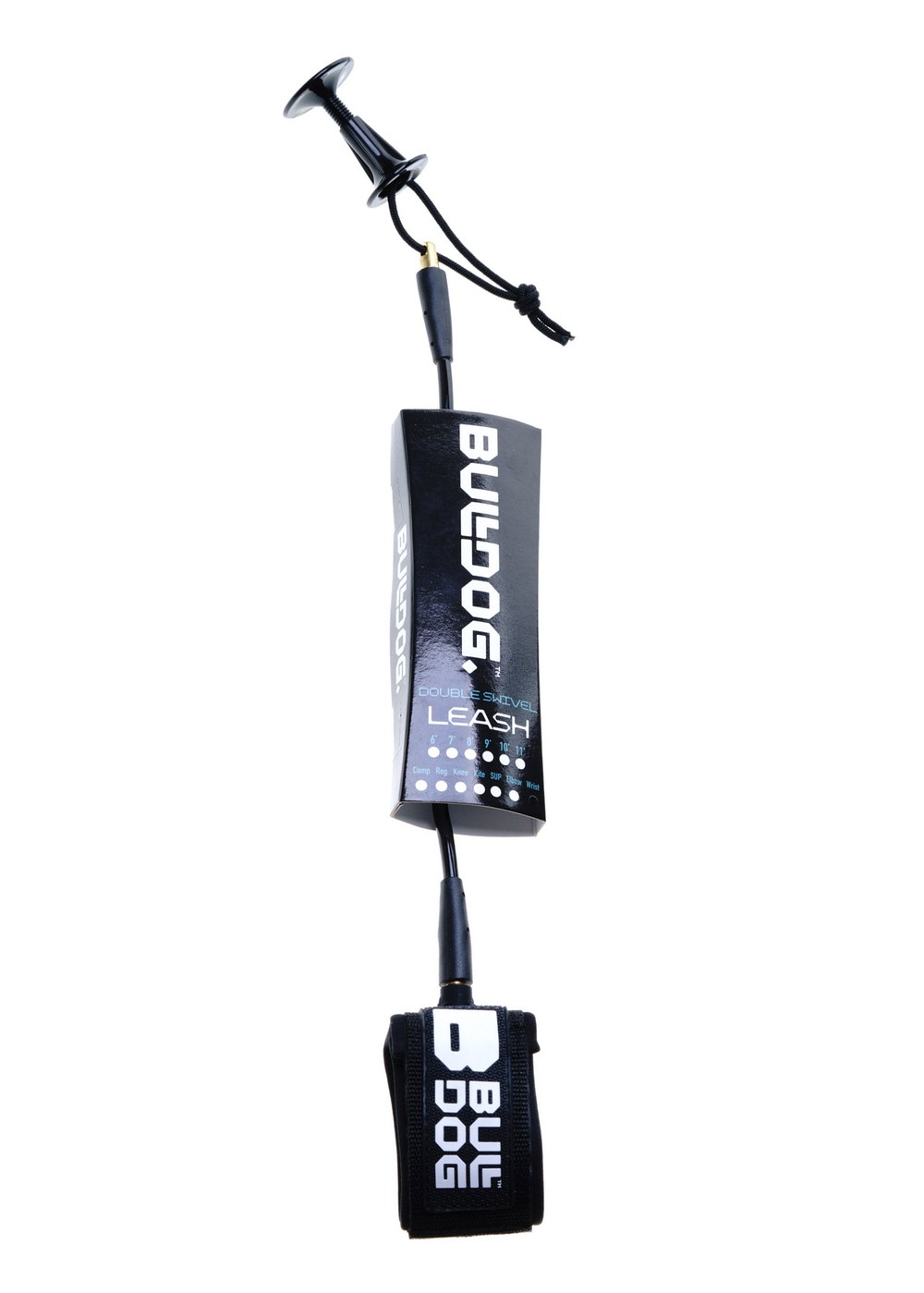 Bulldog Bodyboard Bicep Coiled Leash Black