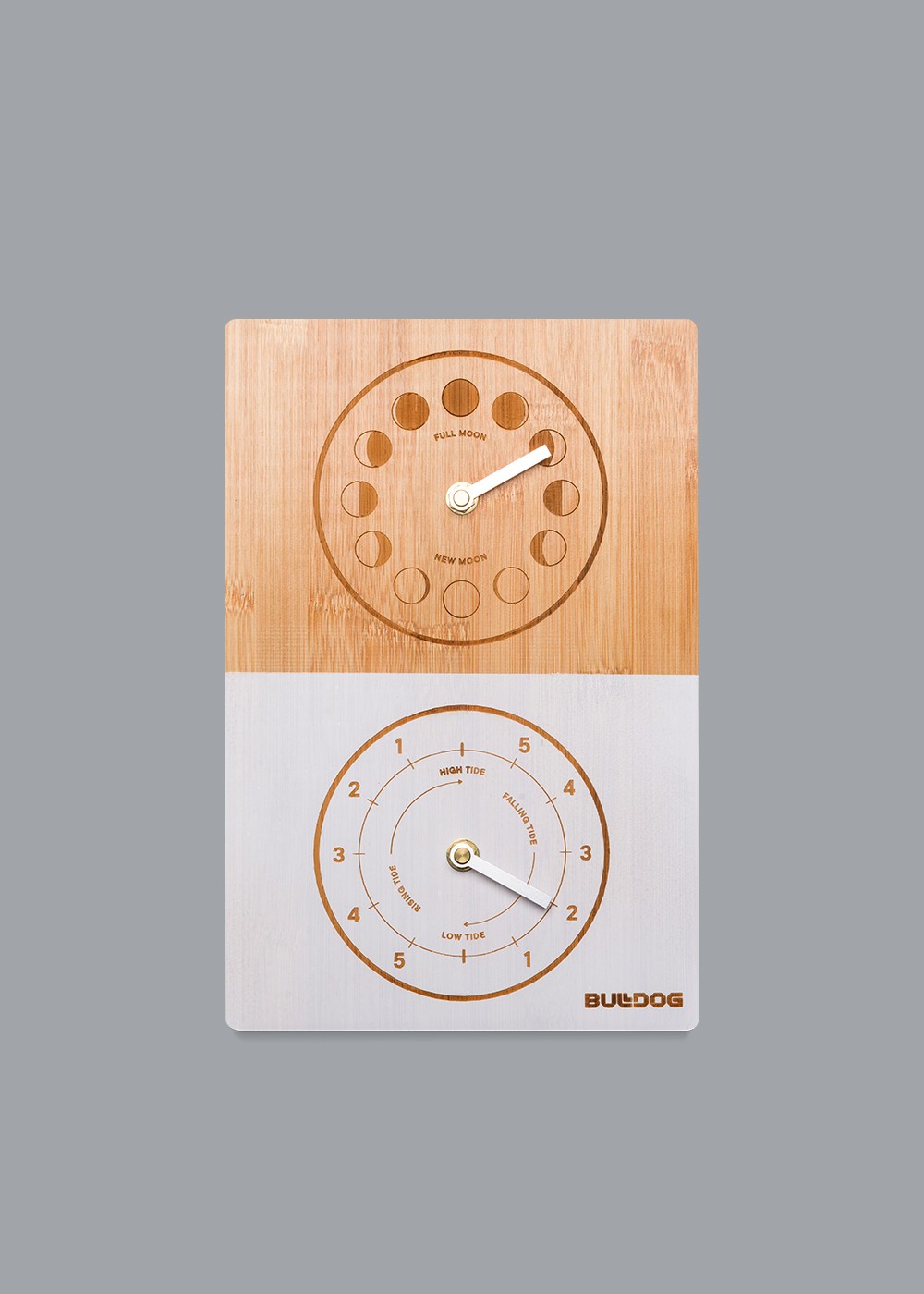 Bulldog Tide Clock Double Dial Bamboo