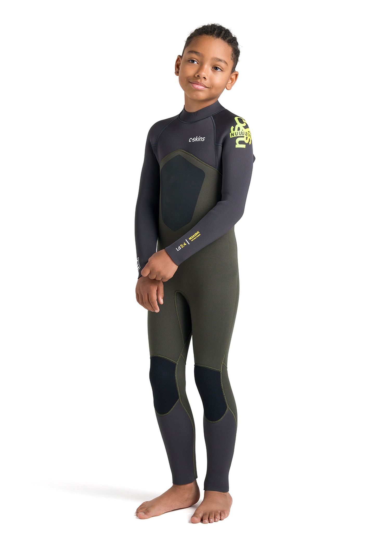 CSkins Kids Nuwave Legend 5/4 Back Zip Wetsuit Olive Green