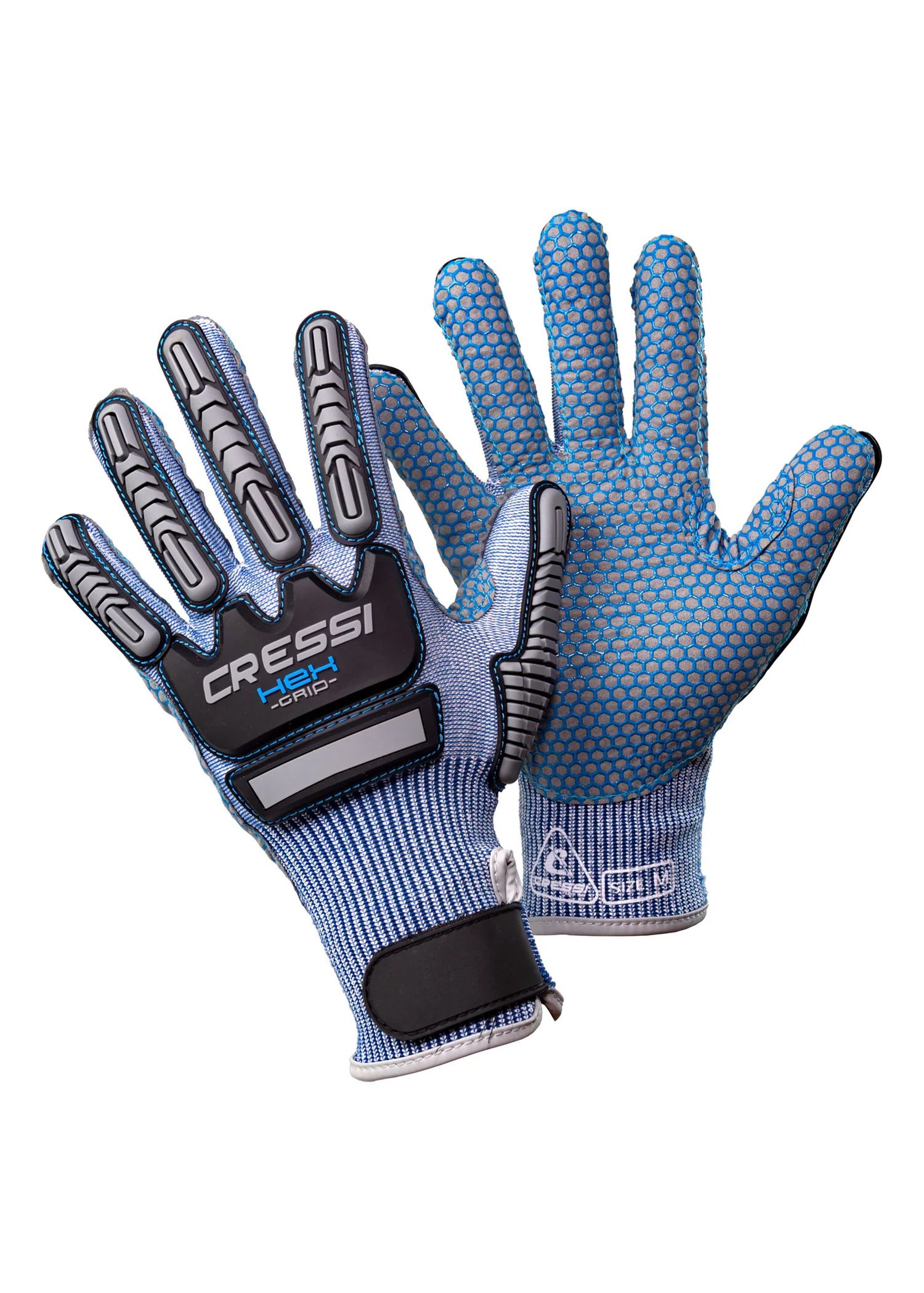 Cressi Hex Cut Resistant Grip Gloves Blue