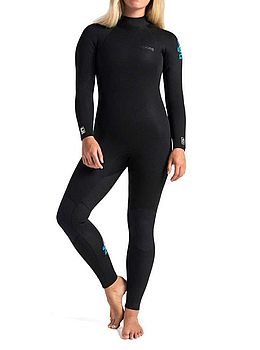 CSkins Ladies Surflite 4/3 Back Zip Wetsuit Black/Caribbean