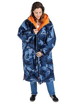 Dryrobe Long Sleeve Changing Robe Blue Camo/Orange