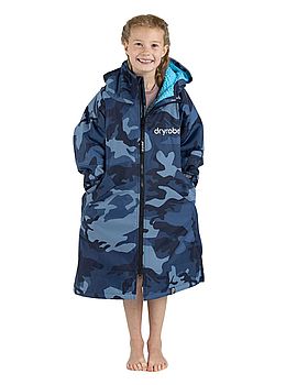 Dryrobe Kids Long Sleeve Changing Robe Blue Camo B