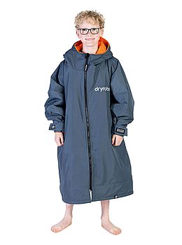 Dryrobe Kids Long Sleeve Changing Robe Grey Orange