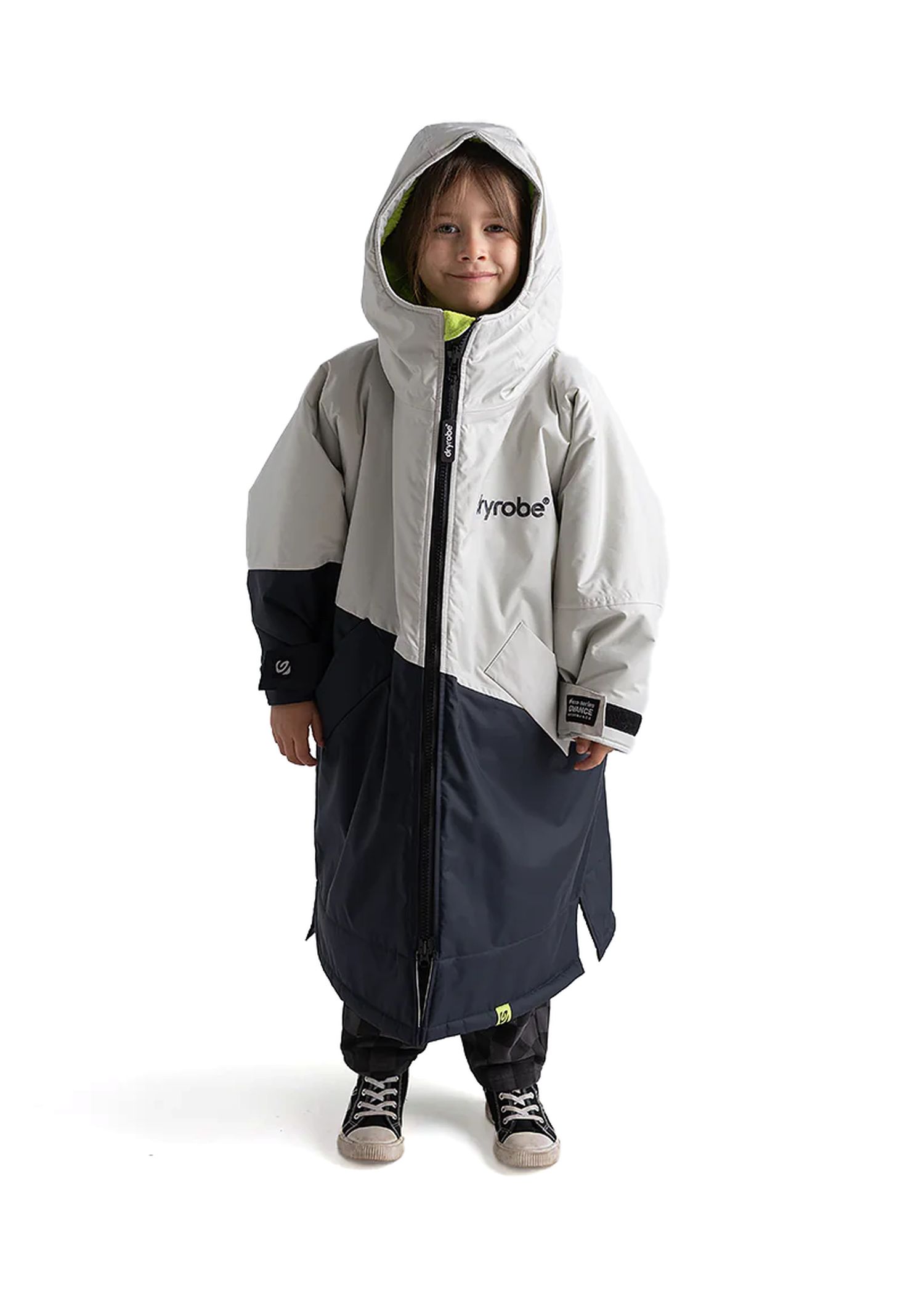 Dryrobe Kids Long Sleeve Changing Robe Anthra/Lime